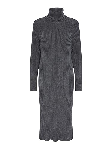 Y.A.S Damen YASMAVI Knit MIDI Rollneck Dress S. NOOS Strickkleid, Medium Grey Melange, Small von YAS