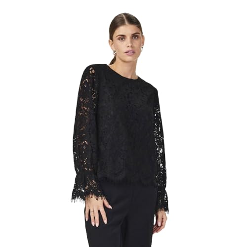 Y.A.S Damen YASPERLA LS LACE TOP S. NOOS Bluse, Black, Large von YAS