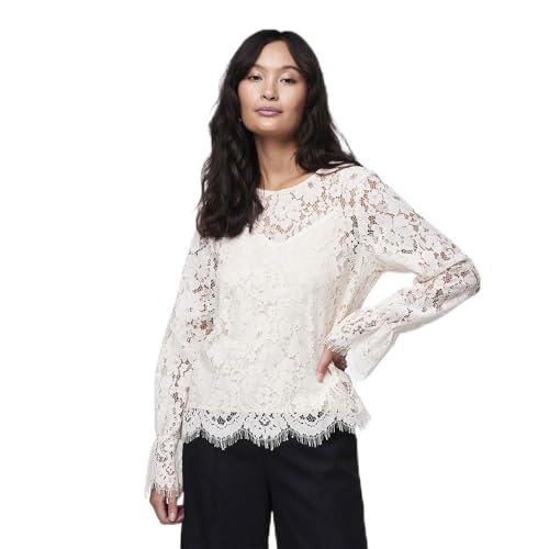 Y.A.S Damen YASPERLA LS LACE TOP S. NOOS Bluse, Whitecap Gray, X-Small von YAS