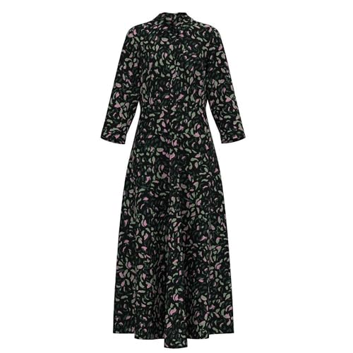 Y.A.S Damen YASSAVANNA Long Shirt Dress S. NOOS Kleid, Black/AOP:Green spilo, M von YAS