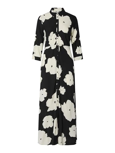 Y.A.S Damen YASSAVANNA Long Shirt Dress S. NOOS Kleid, Black/AOP:Mille, XXL von YAS