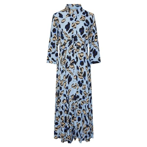 Y.A.S Damen YASSAVANNA Long Shirt Dress S. NOOS Kleid, Clear Sky/AOP:LIRO Print, M von YAS