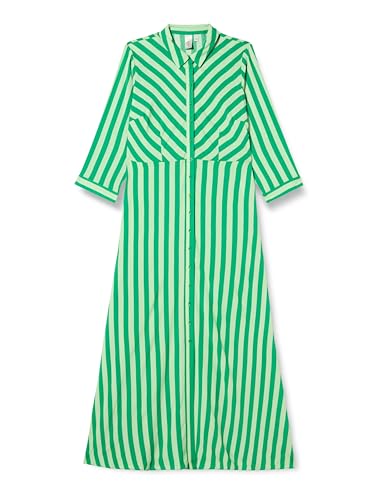 Y.A.S Damen YASSAVANNA Long Shirt Dress S. NOOS Kleid, Quiet Green/Stripes:Jelly Bean, Small von YAS