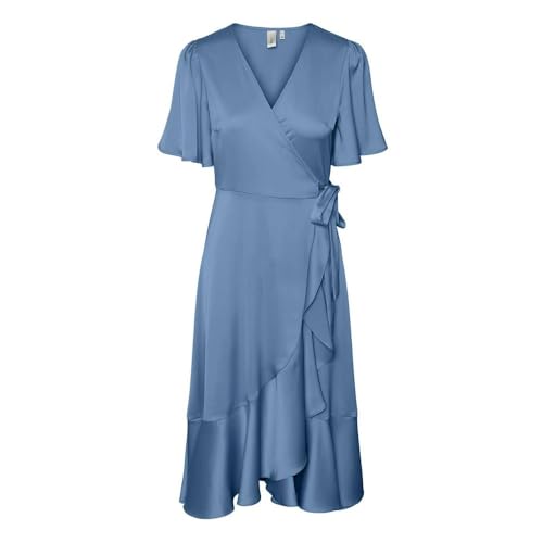 Y.A.S Damen YASTHEA 2/4 MIDI WRAP Dress S. NOOS Wickelkleid, Ashleigh Blue, Medium von YAS