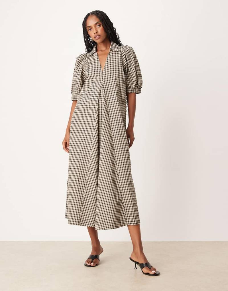 YAS - A-Linien-Midikleid in schwarz kariert von YAS