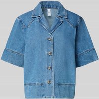 YAS Boxy Fit Jeansbluse mit Reverskragen Modell 'CECI' in Jeansblau, Größe 40 von YAS