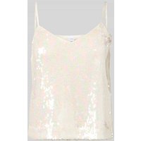 YAS Cropped Trägertop mit Pailletten Modell 'SEQUINA' in Offwhite, Größe S von YAS