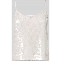 YAS Cropped Trägertop mit Pailletten Modell 'SEQUINA' in Offwhite, Größe XS von YAS