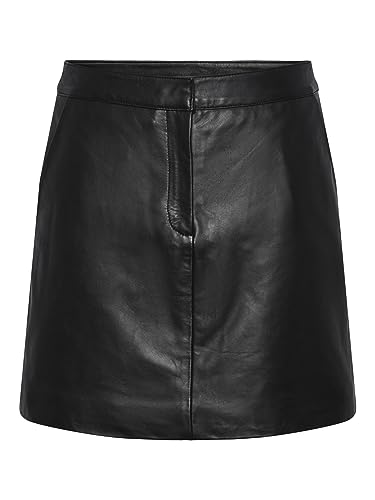 Y.A.S Damen YASLYMA HMW Leather Skirt NOOS Rock, schwarz, 36 von YAS