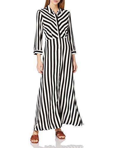 YAS Damen YASSAVANNA Long Shirt Dress S. NOOS Kleid, Black/Stripes:W White Stripes, S von YAS