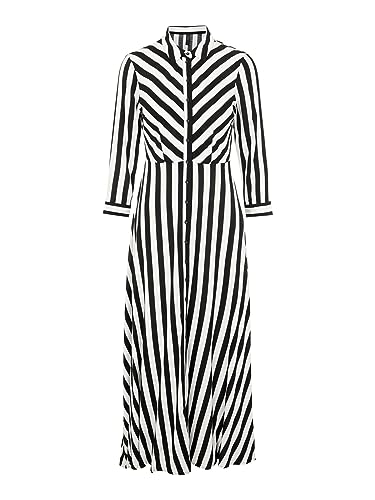 YAS Damen YASSAVANNA Long Shirt Dress S. NOOS Kleid, Black/Stripes:W White Stripes, S von YAS