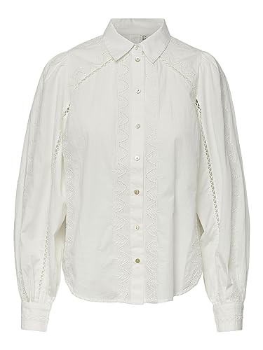 YAS Damen Yaskenora S. Noos L S Shirts, Star White, L EU von YAS