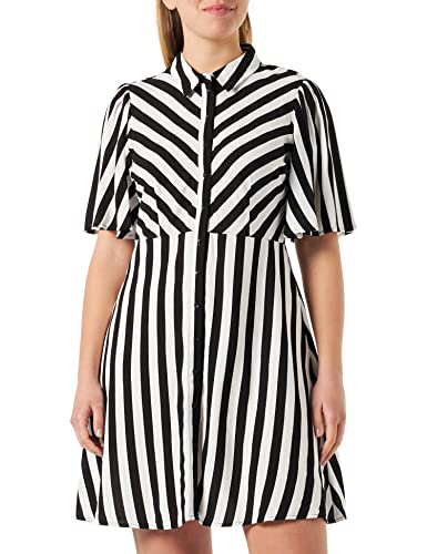 YAS Damen Yassavanna 2/4 Shirt Dress S. Noos Kleid, Black/Stripes:white, L EU von YAS