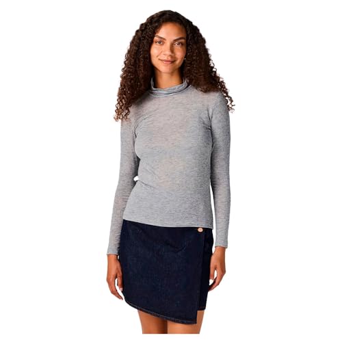 YAS Damen Yaswoola High Neck Top Noos Langarmshirt, Medium Grey Melange, M EU von YAS