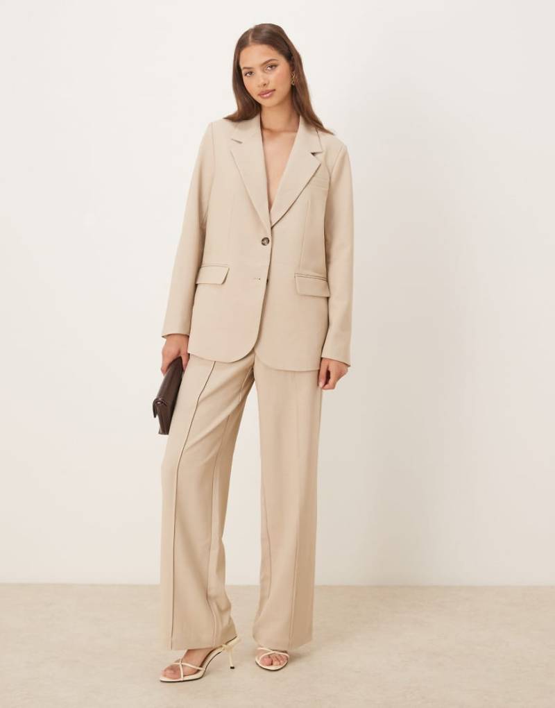 YAS - Elegante Hose in Creme mit hohem Bund und weitem Bein, Kombiteil-Neutral von YAS