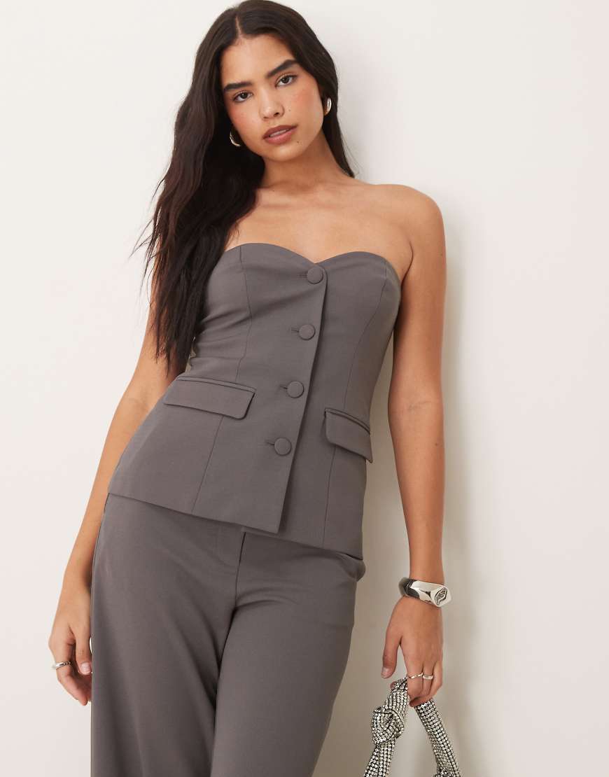 YAS - Elegantes trägerloses Oberteil in Gewitter-Grau, Kombiteil von YAS