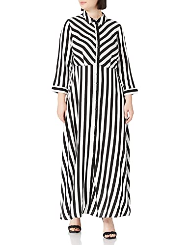 Y.A.S Damen YASSAVANNA Long Shirt Dress S. NOOS Kleid, Black/Stripes:W White Stripes, M von YAS