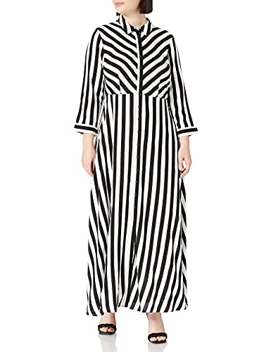 Y.A.S Damen YASSAVANNA Long Shirt Dress S. NOOS Kleid, Black/Stripes:W White Stripes, XS von YAS