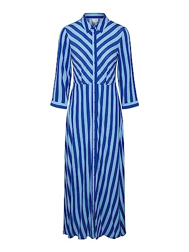 Y.A.S Damen YASSAVANNA Long Shirt Dress S. NOOS Hemdkleid, Surf The Web/Stripes:Alaskan Blue, Small von YAS