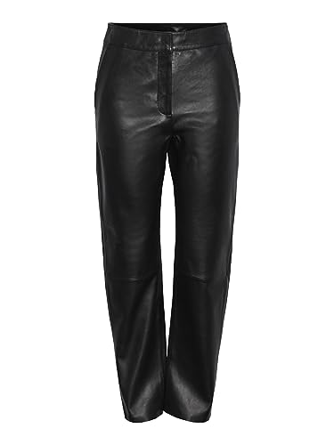 Y.A.S Damen YASLINE HMW Leather Pant NOOS Hose, Black, Medium von YAS