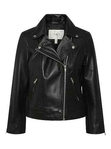 Y.A.S Damen YASPHIL 7/8 Leather Jacket NOOS Lederjacke, Black, S von YAS