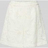 YAS High Waist Shorts mit Lochstickerei Modell 'SAGGA' in Weiss, Größe 36 von YAS