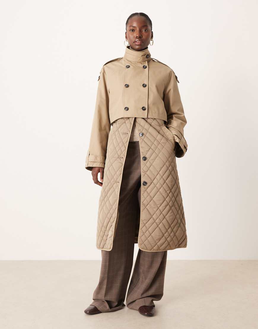 YAS - Hochwertiger, wattierter Longline-Trenchcoat in Beige mit mehreren Tragemöglichkeiten-Neutral YAS - Hochwertiger, wattierter Longline-Trenchcoat in Beige mit mehreren Tragemöglichkeiten-Neutral von YAS