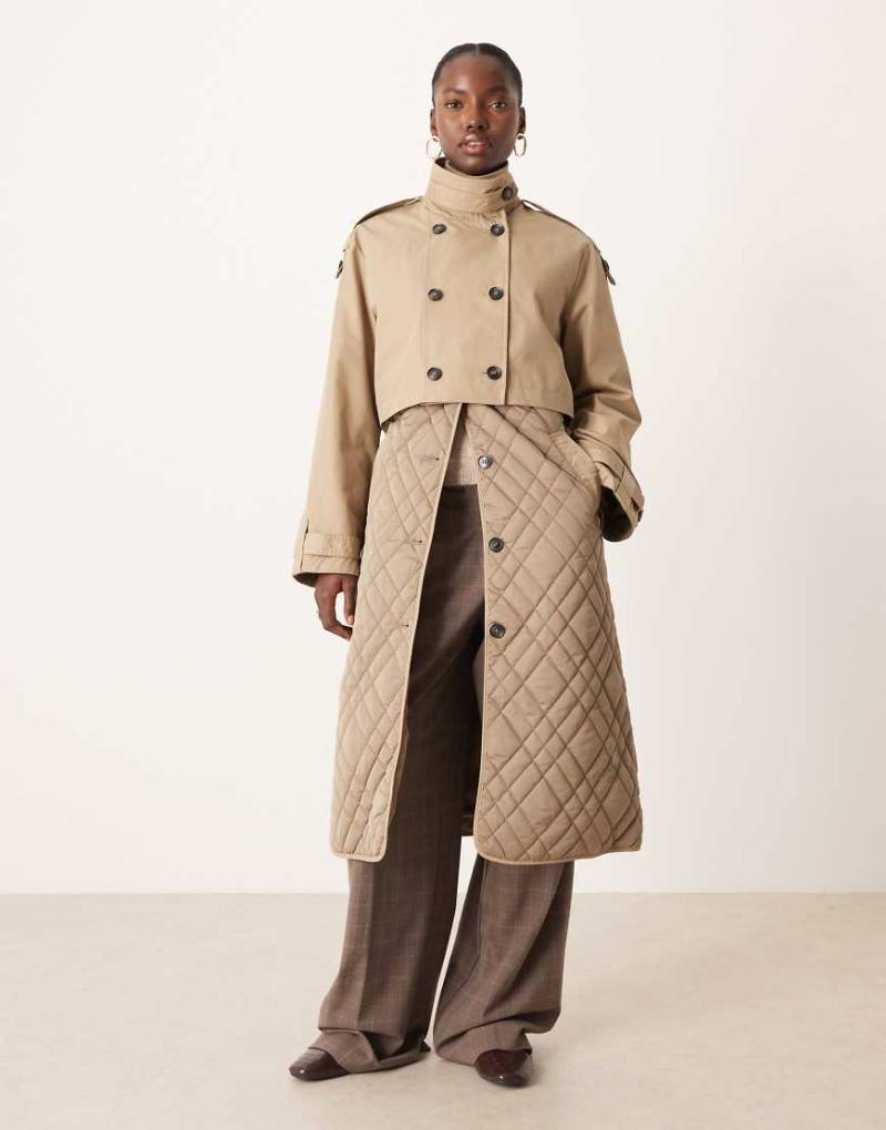 YAS - Hochwertiger, wattierter Longline-Trenchcoat in Beige mit mehreren Tragemöglichkeiten-Neutral YAS - Hochwertiger, wattierter Longline-Trenchcoat in Beige mit mehreren Tragemöglichkeiten-Neutral von YAS