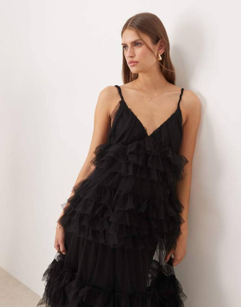 YAS - Hochwertiges Maxikleid aus Tüll in Schwarz von YAS