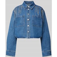 YAS Jeansjacke mit Strasssteinbesatz Modell 'CONNELLY' in Hellblau, Größe L von YAS