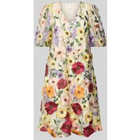 YAS Knielanges Cocktailkleid mit V-Ausschnitt Modell 'FLOWERING' in Hellrosa, Größe 38 von YAS
