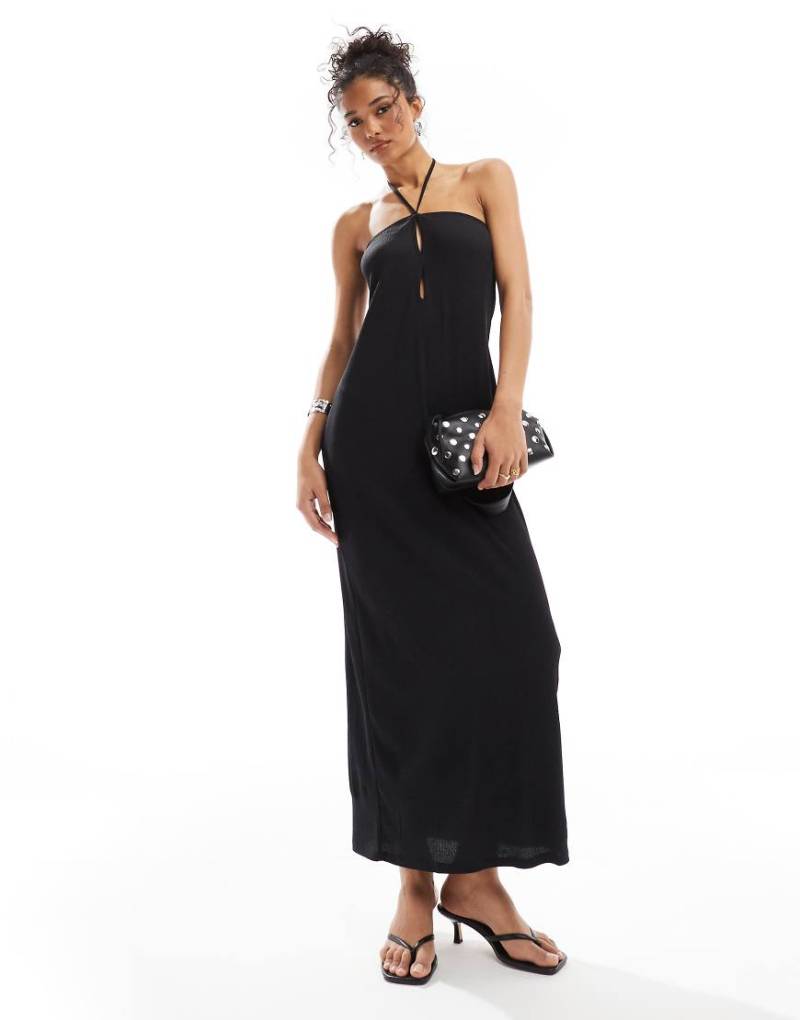 YAS - Maxikleid in Schwarz mit Neckholder-Träger von YAS