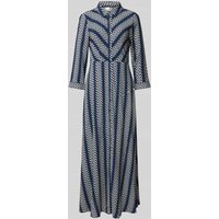 YAS Maxikleid mit durchgehender Knopfleiste Modell 'SAVANNA' in Dunkelblau, Größe XS von YAS