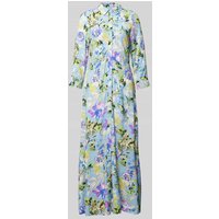 YAS Maxikleid mit durchgehender Knopfleiste Modell 'SAVANNA' in Hellblau, Größe S von YAS