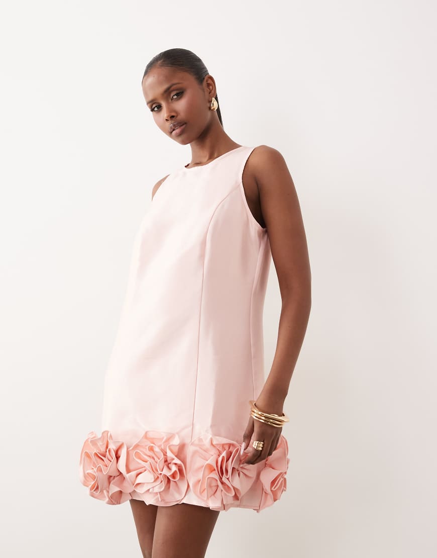 YAS - Minikleid in Rosépink mit Rüschensaum-Rosa von YAS
