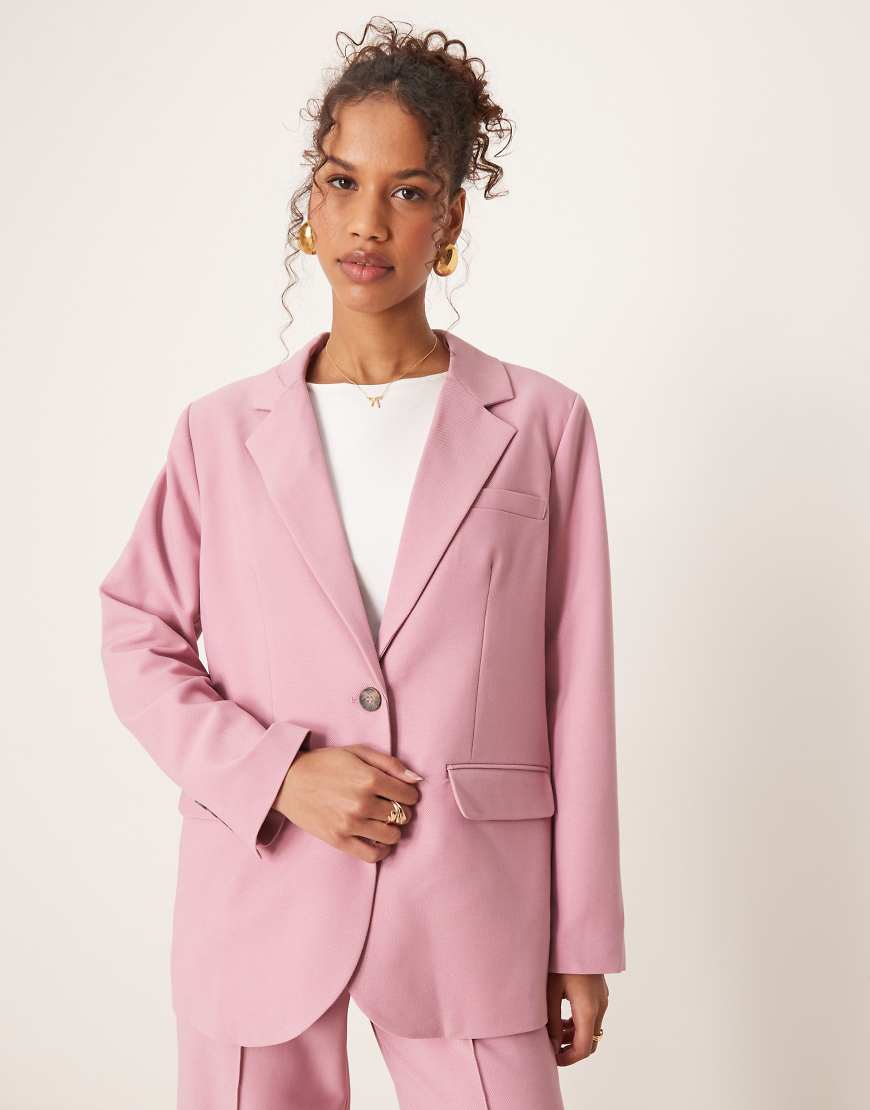 YAS - Oversize-Blazer in Lila-Rosa mit Schildpattknöpfen, Kombiteil von YAS