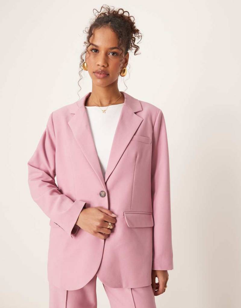 YAS - Oversize-Blazer in Lila-Rosa mit Schildpattknöpfen, Kombiteil von YAS
