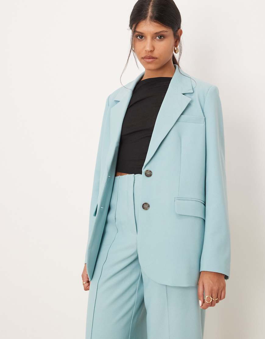 YAS - Oversize-Blazer in Petrol mit Knöpfen in Schildpatt-Optik, Kombiteil-Blau YAS - Oversize-Blazer in Petrol mit Knöpfen in Schildpatt-Optik, Kombiteil-Blau von YAS
