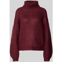 YAS Oversized Strickpullover mit gerippten Abschlüssen Modell 'LAMBI' in Bordeaux, Größe L von YAS