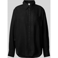 YAS Relaxed Fit Leinenbluse Modell 'FLAXY' in Black, Größe 38 von YAS