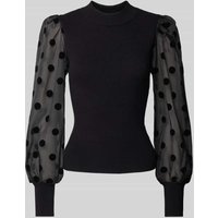 YAS Slim Fit Bluse mit Ballonärmeln Modell 'DOTME' in Black, Größe XL von YAS