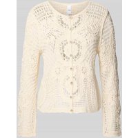 YAS Strickjacke mit Lochstickerei Modell 'FIRO' in Offwhite, Größe L von YAS
