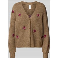 YAS Strickjacke mit Stitching-Details Modell 'FLEUR' in Taupe, Größe M von YAS