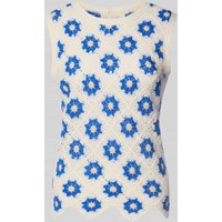 YAS Stricktop mit Rundhalsausschnitt Modell 'BALIS' in Offwhite, Größe M von YAS