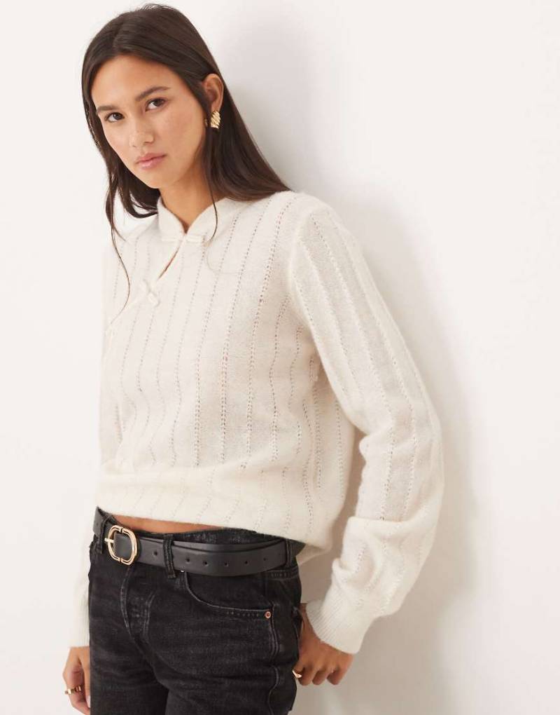 YAS - Strukturierter Strickpullover in Cremeweiß von YAS