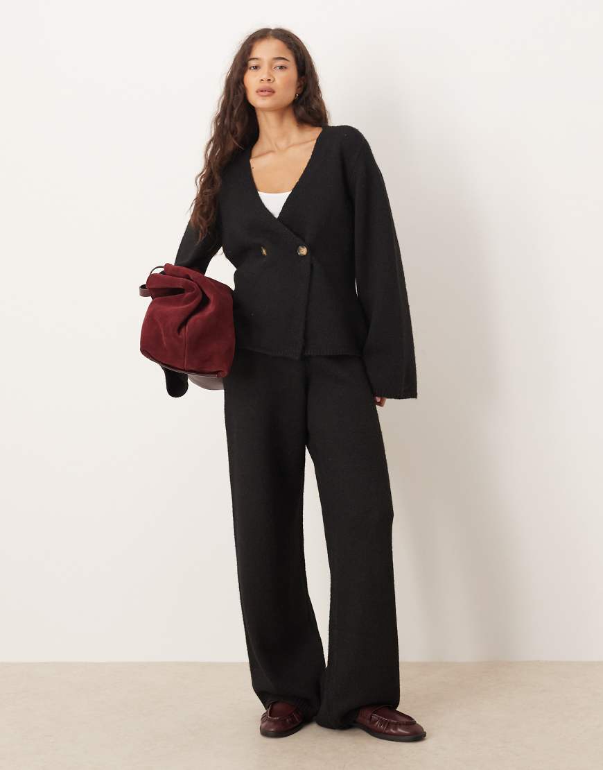 YAS - Weit geschnittene Strickhose in Schwarz, Kombiteil von YAS