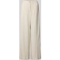 YAS Wide Leg Stoffhose aus Viskose-Leinen-Mix Modell 'LIRU' in Offwhite, Größe 42 von YAS