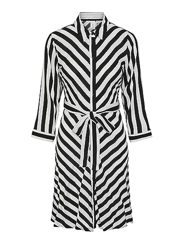 YAS Damen Yassavanna 3/4 Short Shirt Dress S. Noos Kleid, Star White/Stripes:w. Black Stripes, XXL EU von YAS