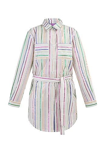 YASANNA Mädchen Hemdblusenkleid 23427413-YA01, Weiss MEHRFARBIGE Streifen, 140 von YASANNA