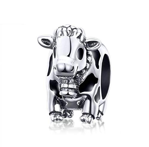 YASHUO Jewellery Tier-Charms, Sterlingsilber, Armbänder für Frauen, Marienkäfer, Schildkröte, Charms, Einhorn-Anhänger für Armbänder, Mutter, Tochter, Halskettenanhänger cow Charm von YASHUO Jewellery